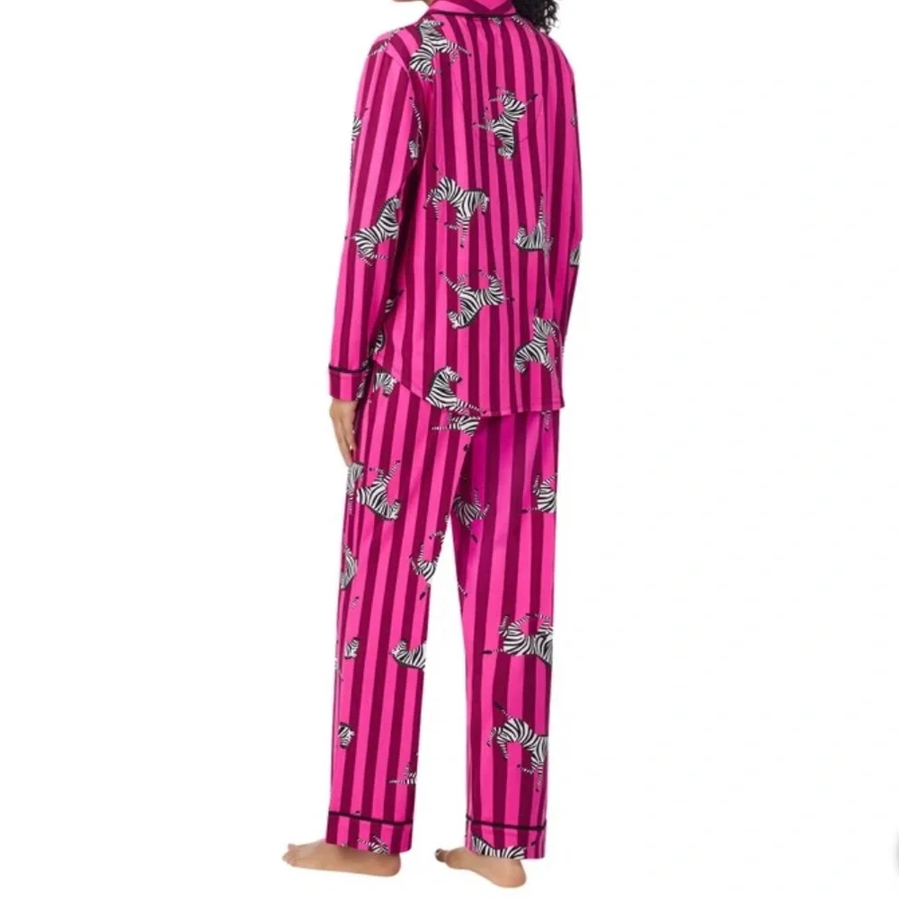 Room Service Women's Shawl Collar Pajama Set/Pink Stripe Zebra/Size: XX-Large - Picture 6 of 15
